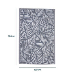 Jack Stonehouse Outdoor Plastic Rug Wool-Look Anti-Slip Durable Garden Patio Conservatory Carpet Mat - Grey Leaf - thumbnail 2