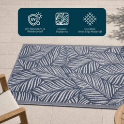 Jack Stonehouse Outdoor Plastic Rug Wool-Look Anti-Slip Durable Garden Patio Conservatory Carpet Mat - Grey Leaf - thumbnail 3