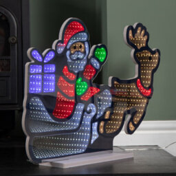 Samuel Alexander 60Cm Light Up Santa In Sleigh With Present Christmas Infinity Mirror With Multi-Coloured Leds - thumbnail 9