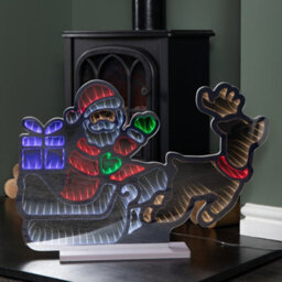 Samuel Alexander 60Cm Light Up Santa In Sleigh With Present Christmas Infinity Mirror With Multi-Coloured Leds - thumbnail 8