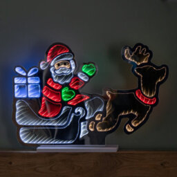 Samuel Alexander 60Cm Light Up Santa In Sleigh With Present Christmas Infinity Mirror With Multi-Coloured Leds - thumbnail 4