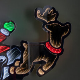 Samuel Alexander 60Cm Light Up Santa In Sleigh With Present Christmas Infinity Mirror With Multi-Coloured Leds - thumbnail 3