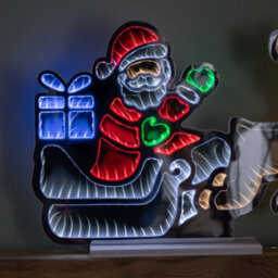 Samuel Alexander 60Cm Light Up Santa In Sleigh With Present Christmas Infinity Mirror With Multi-Coloured Leds - thumbnail 2