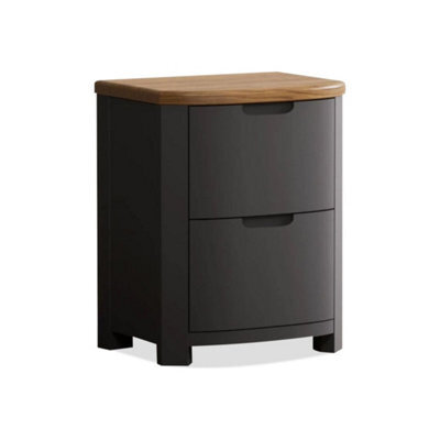 Furniture 48 Brahms Oak And Charcoal Painted 2 Drawer Bedside Chest