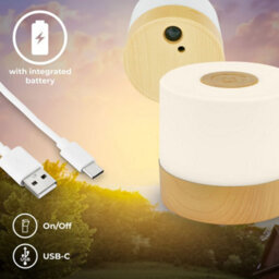 B.k.licht Led Desk Light Table Lamp Rechargeable Cordless Rgbw Outdoor Ip44 Wood Effect - thumbnail 3