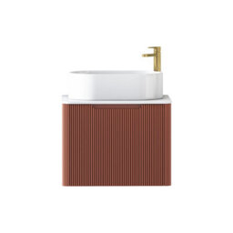 Royal Bathrooms Avenza 600mm Terracotta Clay Wall Hung Bathroom Countertop Vanity Unit 1 Drawer With Peak Basin - thumbnail 6