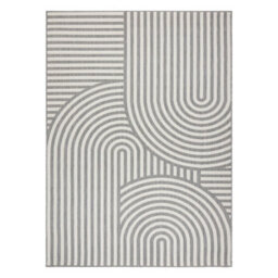 RugsX Sisal Flat String Rug 49376637 Circles Stripes Gray Cream 200X290 Cm - thumbnail 2