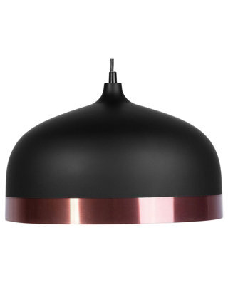 Wyld And Coco Luxelight 1-Light Pendant Black Round Shade With Copper Edge, W33 X D33 X H130Cm - image 1