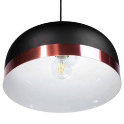 Wyld And Coco Luxelight 1-Light Pendant Black Round Shade With Copper Edge, W33 X D33 X H130Cm - thumbnail 3
