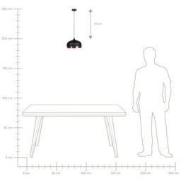 Wyld And Coco Luxelight 1-Light Pendant Black Round Shade With Copper Edge, W33 X D33 X H130Cm - thumbnail 7