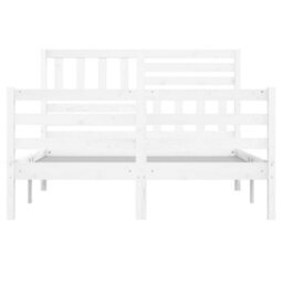 Berkfield Bed Frame White Solid Wood 140X200 Cm - thumbnail 4
