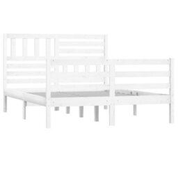 Berkfield Bed Frame White Solid Wood 140X200 Cm - thumbnail 3