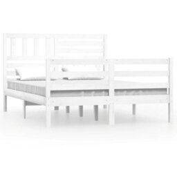 Berkfield Bed Frame White Solid Wood 140X200 Cm - thumbnail 2