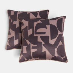 Ohs 2 X Abstract Print Matte Velvet Cushion Covers - Brown - thumbnail 3