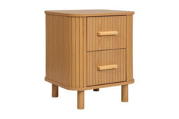 2 Oak Brown Drawer Wooden Fluted Bedside Axel Birlea - thumbnail 7