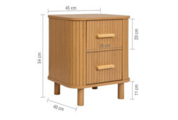 2 Oak Brown Drawer Wooden Fluted Bedside Axel Birlea - thumbnail 6