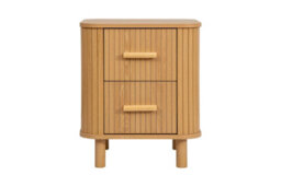 2 Oak Brown Drawer Wooden Fluted Bedside Axel Birlea - thumbnail 9