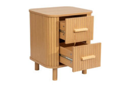 2 Oak Brown Drawer Wooden Fluted Bedside Axel Birlea - thumbnail 8