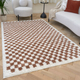 The Rugs Moodi Shaggy Terra Pixelate Rug Runner Tartan Thick High Pile For Living Rooms, Bedrooms, Hallways, Kitchens - thumbnail 7