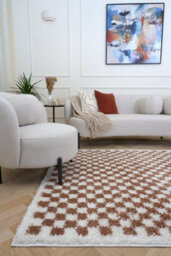 The Rugs Moodi Shaggy Terra Pixelate Rug Runner Tartan Thick High Pile For Living Rooms, Bedrooms, Hallways, Kitchens - thumbnail 2
