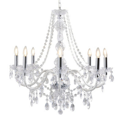 Pagazzi Lighting Vivienne 8 Light Chrome & Clear Chandelier Ceiling Pendant - image 1