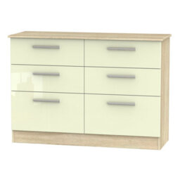 Trent 6 Drawer Midi Chest Of Drawers In Cream & Bardolino Oak (Ready Assembled)