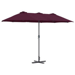 Berkfield Modern Garden Parasol Bordeaux Red Powder-Coated Steel - thumbnail 1