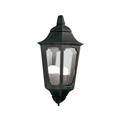 Stylish Ip43 Black Led Half Lantern Wall Light With E27 Socket