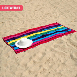 Geezy Striped Velour Beach Towel Large Soft Cotton Travel Camp Pool Holiday 17X150Cm - thumbnail 4