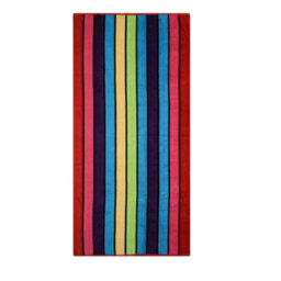 Geezy Striped Velour Beach Towel Large Soft Cotton Travel Camp Pool Holiday 17X150Cm - thumbnail 1