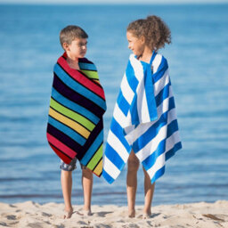 Geezy Striped Velour Beach Towel Large Soft Cotton Travel Camp Pool Holiday 17X150Cm - thumbnail 9