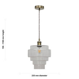 First Choice Lighting Set Of 2 Benson - 5 Tier Glass & Antique Brass Ceiling Pendant Lights - thumbnail 6
