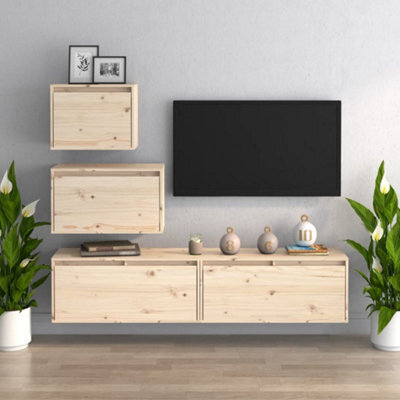 Berkfield Tv Cabinets 4 Pcs Solid Wood Pine - image 1