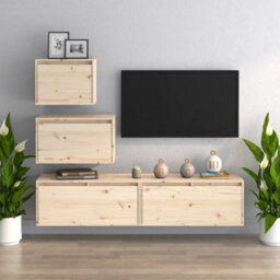 Berkfield Tv Cabinets 4 Pcs Solid Wood Pine - thumbnail 1