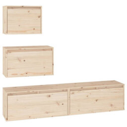 Berkfield Tv Cabinets 4 Pcs Solid Wood Pine - thumbnail 2