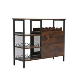 Living And Home Retro Brown And Black Vintage Wine Bar Cabinet With Detachable Wine Rack, 96Cm W X 34Cm D X 80Cm H - thumbnail 6