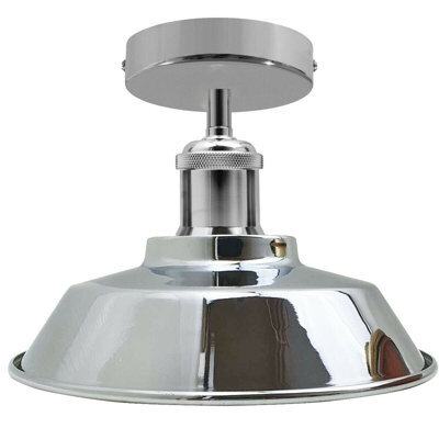 Vintage Flush Mount Ceiling Lights With Chrome Lampshade And Metal E27 Base - image 1