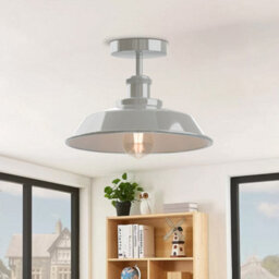 Vintage Flush Mount Ceiling Lights With Chrome Lampshade And Metal E27 Base - thumbnail 3