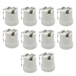 10 Pack E27 Bulb Holder Edison Screw White Ceramic Porcelain Lamp Holder For Table Lamp E27 60W Plain Lamp Holder Socket Uk - thumbnail 1