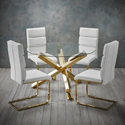LPD Capri Dining Table - Glamorous Gold Legs With Elegant Clear Glass Top - thumbnail 3