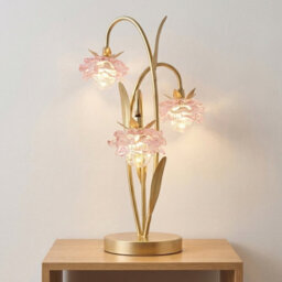 Garden Greatness Triple Stem Pink Glass Flower Led Table Lamp