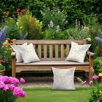 Luxury Living Blossom Outdoor Water-Repellant Cushion - Cream - Set Of 4 - image 1