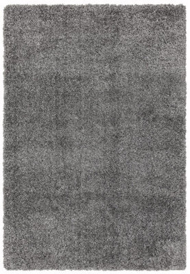 Grey Shaggy Modern Plain Machine Made Rug For Living Room Bedroom And Dining Room-160Cm X 230Cm - image 1