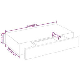 Vidaxl White Mdf Floating Wall Display Shelf 1 Drawer Book/dvd Storage - thumbnail 3