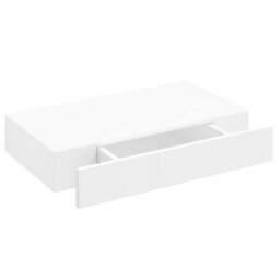 Vidaxl White Mdf Floating Wall Display Shelf 1 Drawer Book/dvd Storage - thumbnail 7