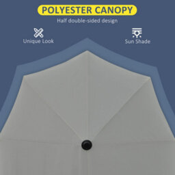 Outsunny 2M Half Garden Parasol Market Umbrella W/ Crank Handle, Dark Grey - thumbnail 7