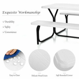 Gainoom Outdoor Picnic Table And Bench Set Heavy-Duty Garden Furniture Gathering/party - thumbnail 2