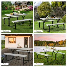 Gainoom Outdoor Picnic Table And Bench Set Heavy-Duty Garden Furniture Gathering/party - thumbnail 8