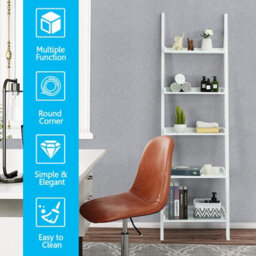 Costway 5 Tier Wooden Ladder Shelf Unit Wall-Mounted Bookcase Display - thumbnail 3