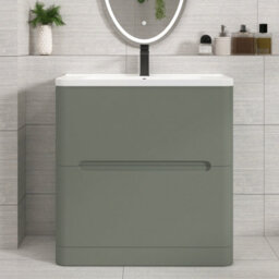Royal Bathrooms Venice 800mm Sage Green Floor Standing Vanity Unit 2 Drawer With Ceramic Basin